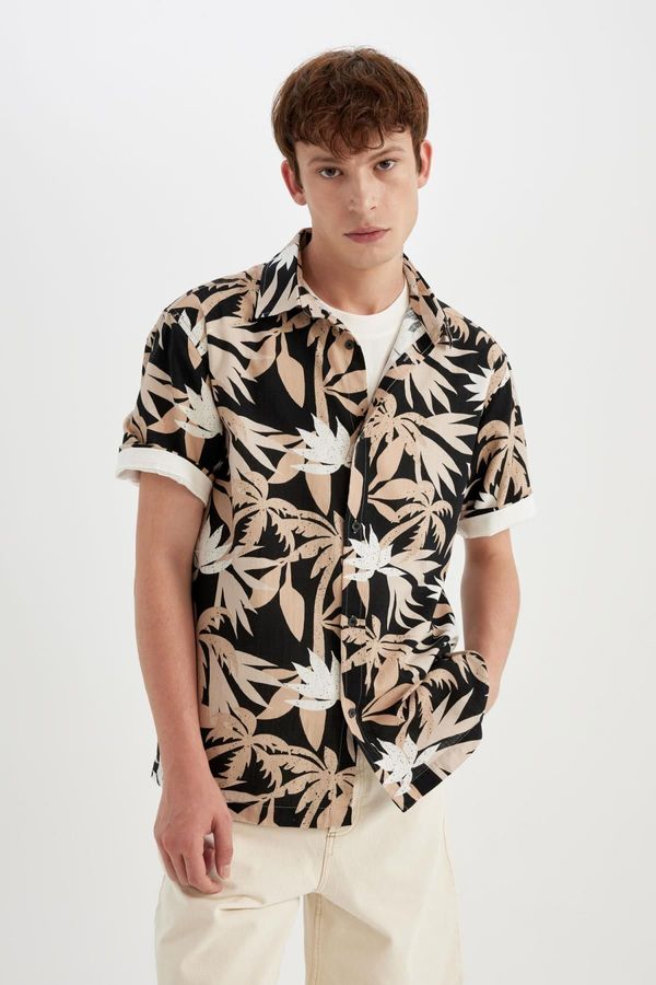 DEFACTO DEFACTO Regular Fit Hawaiian Printed Cotton Short Sleeve Shirt