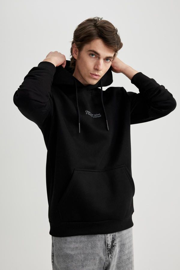 DEFACTO DEFACTO Regular Fit Hooded Printed Sweatshirt