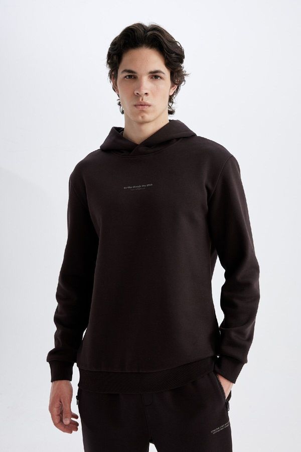 DEFACTO DEFACTO Regular Fit Hooded Printed Sweatshirt