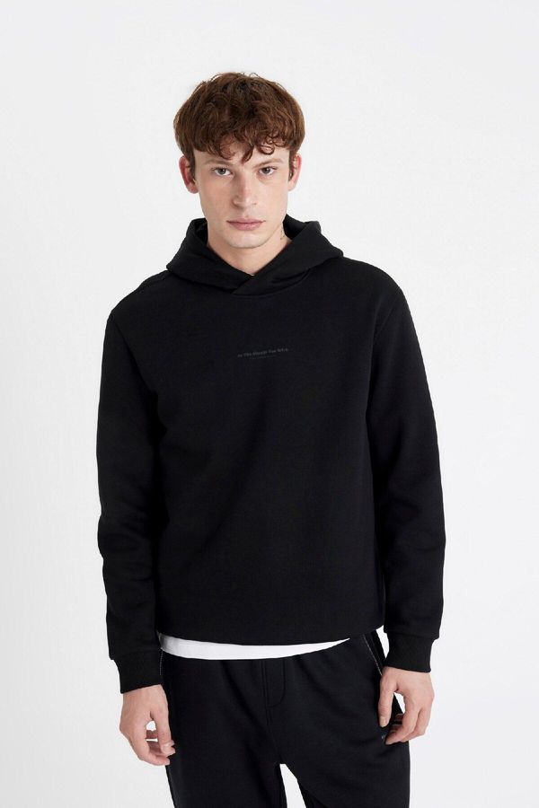 DEFACTO DEFACTO Regular Fit Hooded Printed Sweatshirt