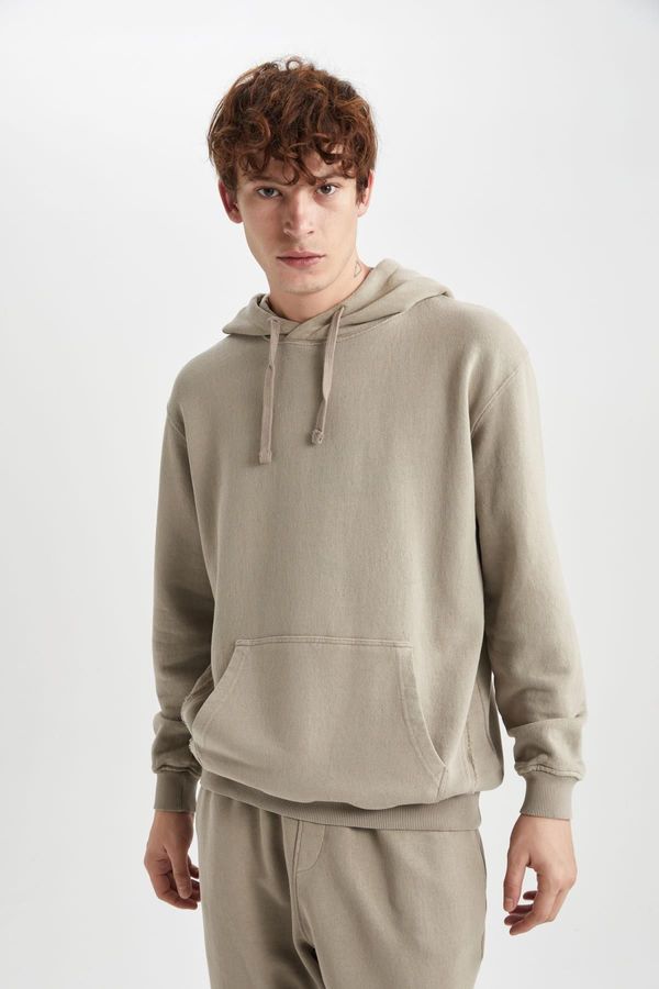 DEFACTO DEFACTO Regular Fit Hooded Washable Faded Effect Sweatshirt