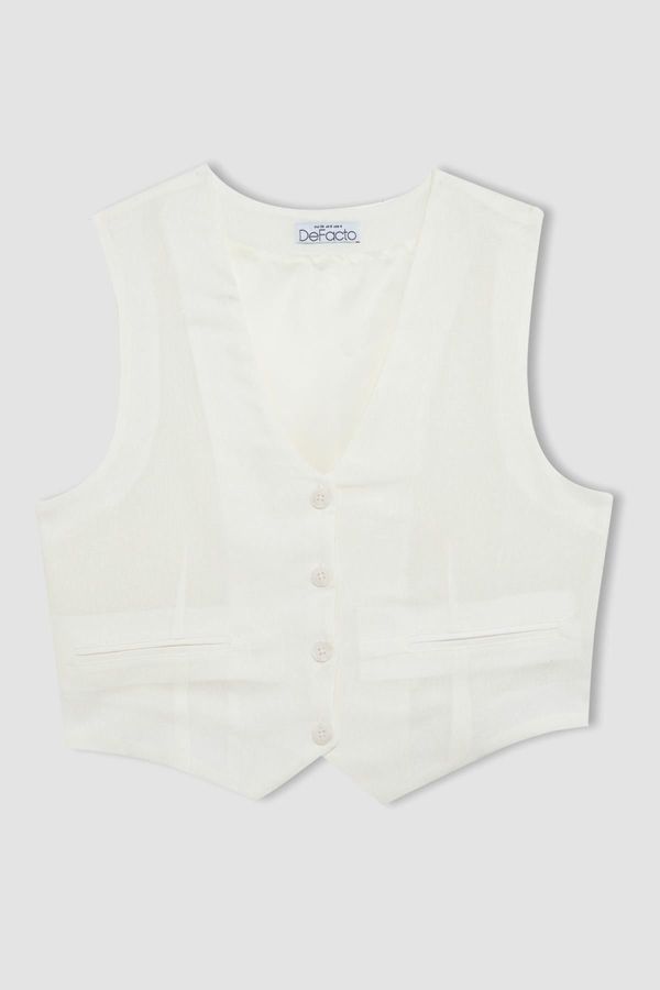 DEFACTO DEFACTO Regular Fit Linen Blend Blazer Vest