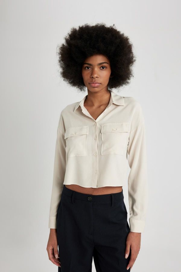 DEFACTO DEFACTO Regular Fit Long Sleeve Crop Shirt