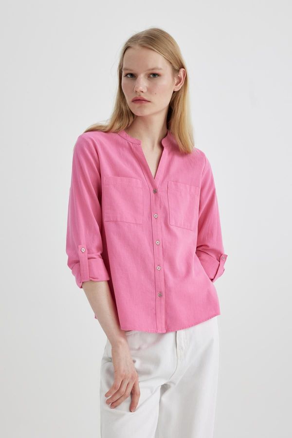 DEFACTO DEFACTO Regular Fit Long Sleeve Linen Look Shirt