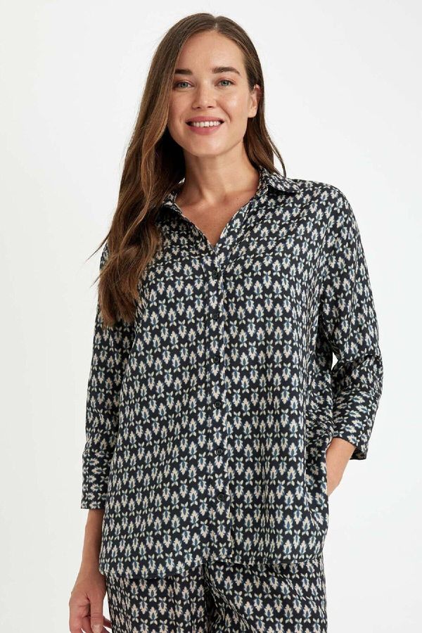 DEFACTO DEFACTO Regular Fit Patterned Long Sleeve Shirt