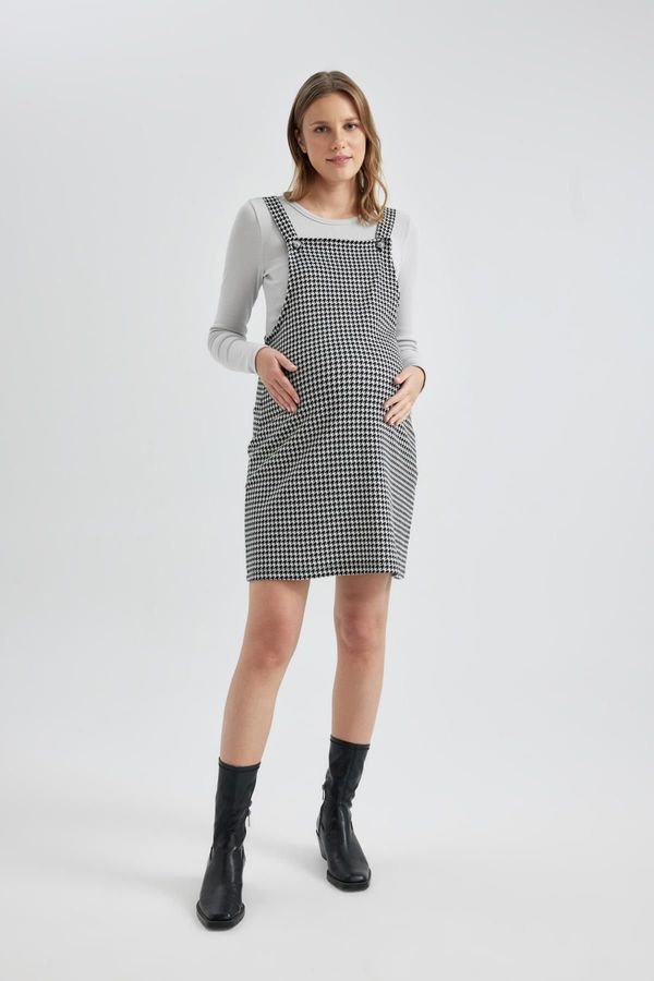 DEFACTO DEFACTO Regular Fit Patterned Maternity Mini Overall Dress