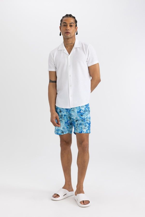 DEFACTO DEFACTO Regular Fit Patterned Mesh Lined Short Swim Shorts