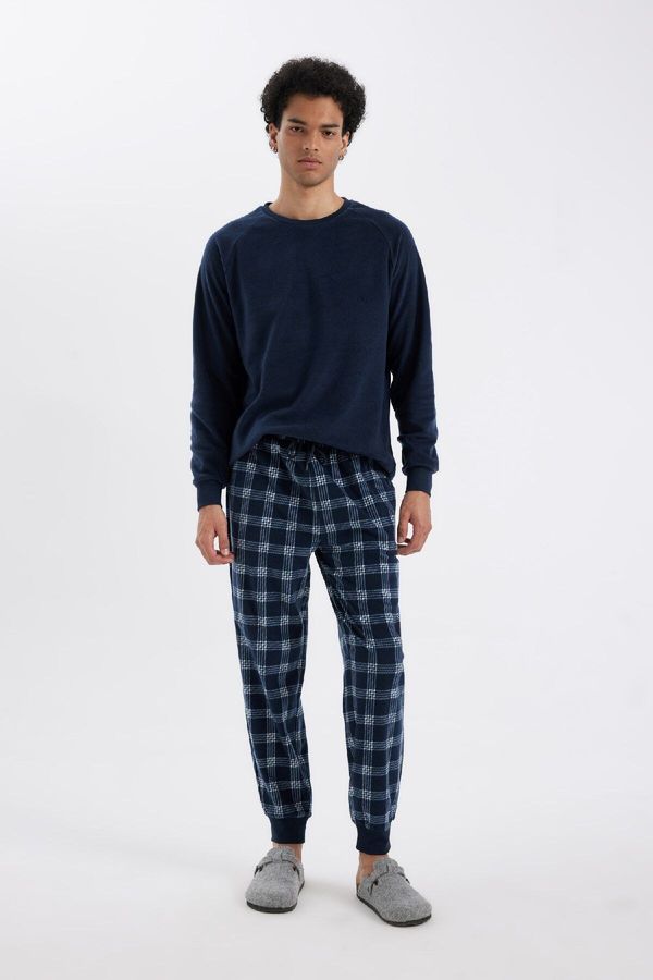 DEFACTO DEFACTO Regular Fit Patterned Pocketed Fleece Pajama Bottoms