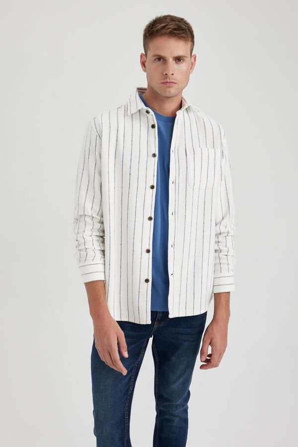 DEFACTO DEFACTO Regular Fit Pocket Detail Striped Lumberjack Long Sleeve Shirt