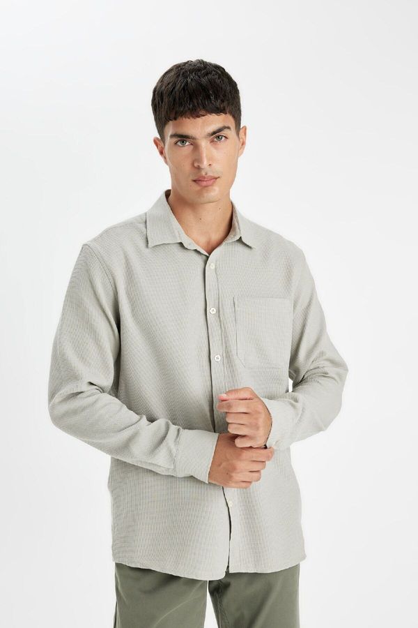 DEFACTO DEFACTO Regular Fit Polo Collar Cotton Long Sleeve Shirt