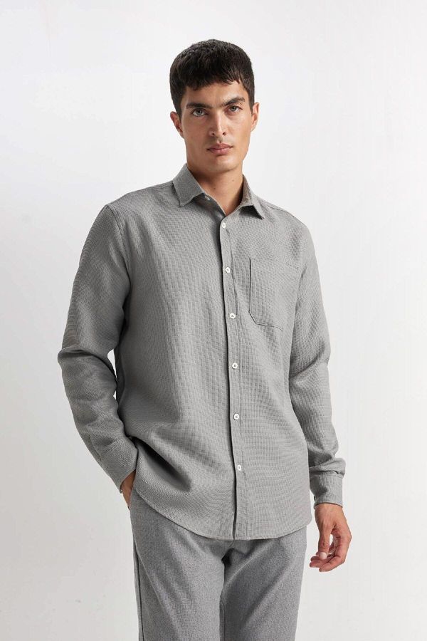 DEFACTO DEFACTO Regular Fit Polo Collar Cotton Long Sleeve Shirt