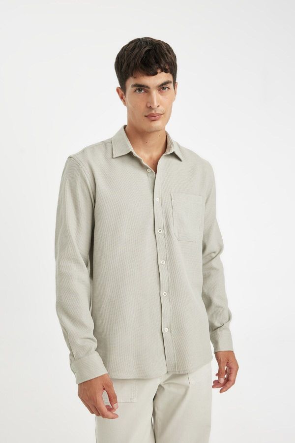 DEFACTO DEFACTO Regular Fit Polo Collar Cotton Long Sleeve Shirt