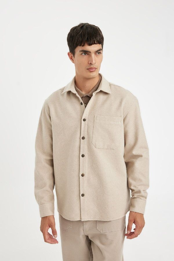 DEFACTO DEFACTO Regular Fit Polo Collar Long Sleeve Shirt