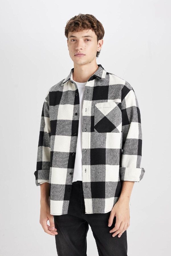 DEFACTO DEFACTO Regular Fit Polo Collar Plaid Lumberjack Long Sleeve Shirt