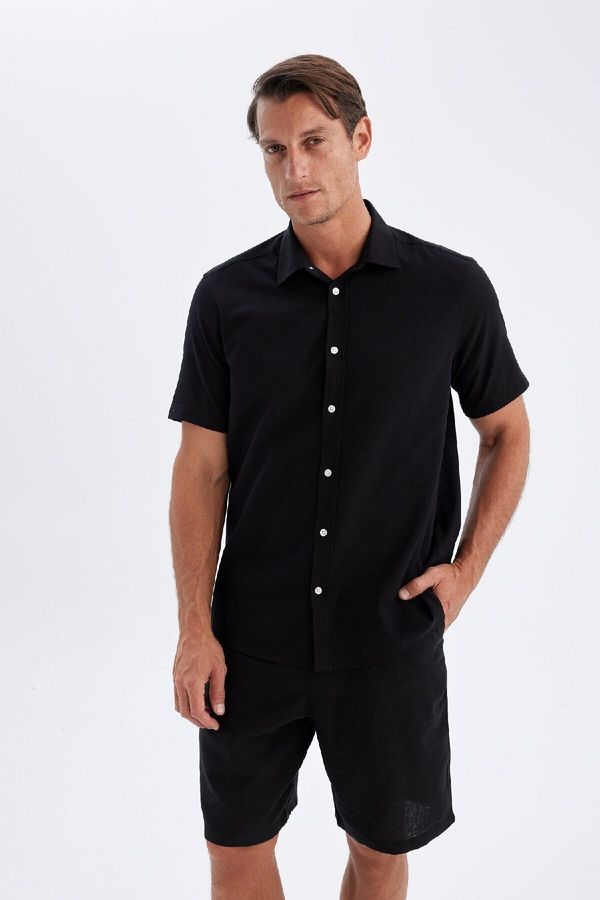 DEFACTO DEFACTO Regular Fit Polo Neck Cotton Short Sleeve Shirt