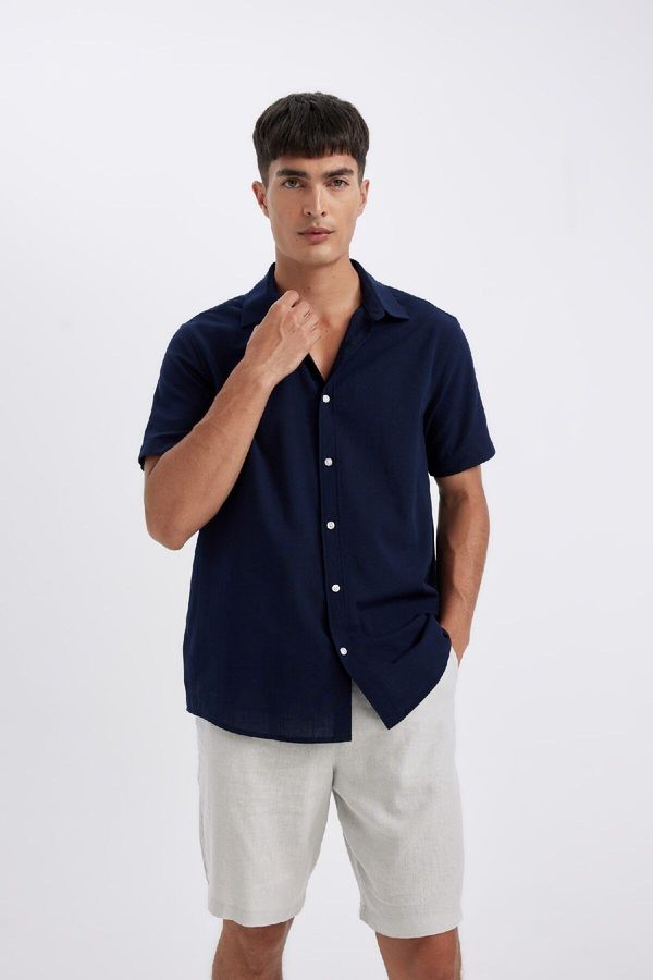 DEFACTO DEFACTO Regular Fit Polo Neck Cotton Short Sleeve Shirt