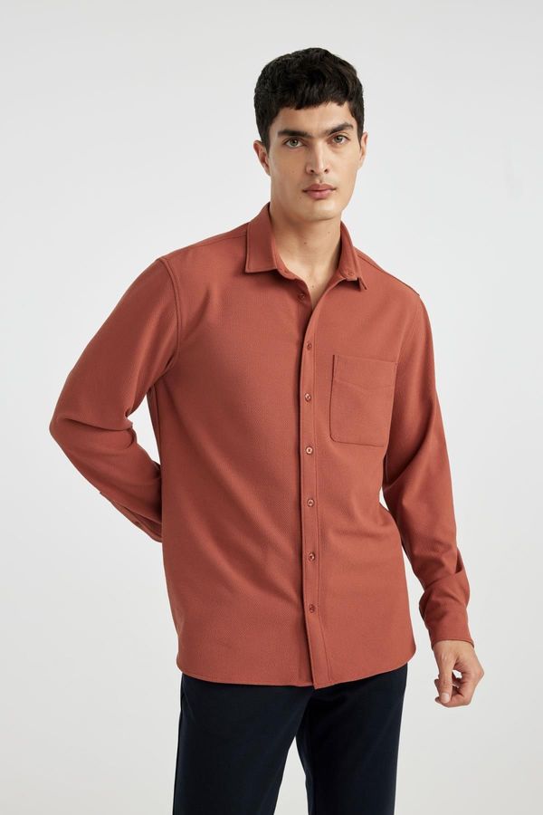 DEFACTO DEFACTO Regular Fit Polo Neck Crinkle Long Sleeve Shirt