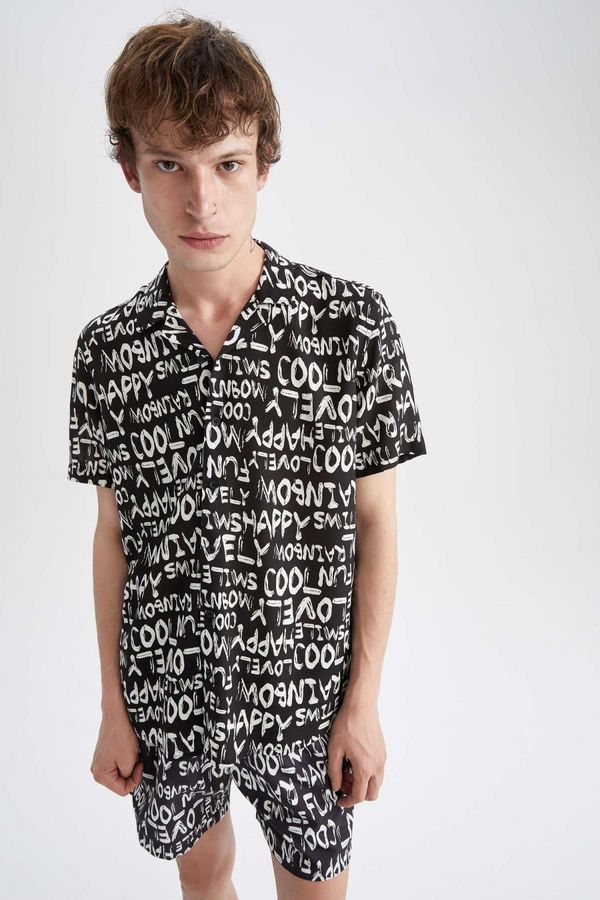 DEFACTO DEFACTO Regular Fit Printed Viscose Short Sleeve Hawaiian Shirt