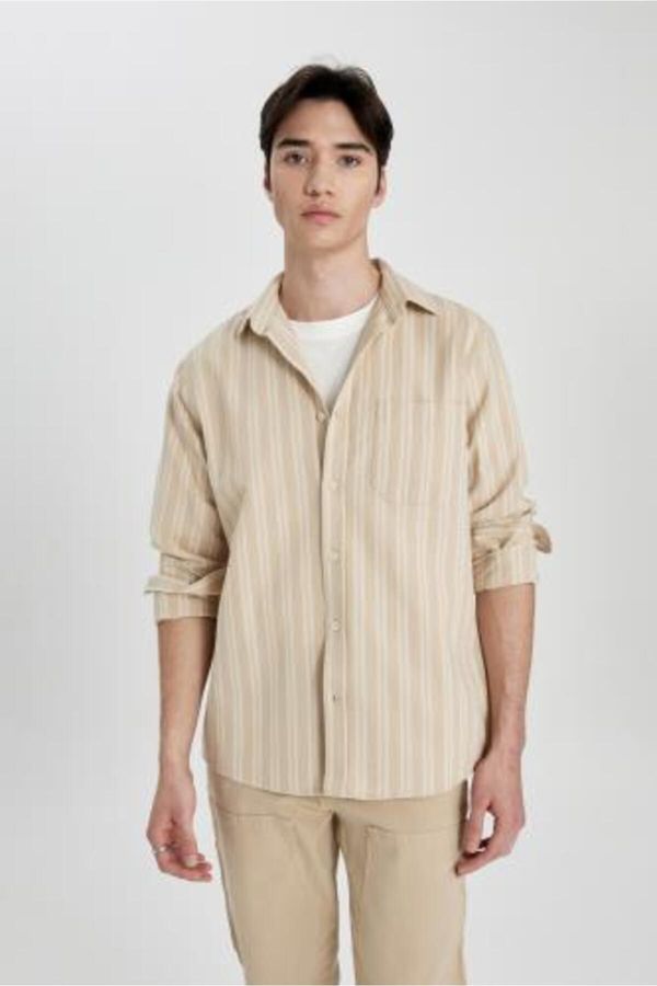 DEFACTO DEFACTO Regular Fit Striped Cotton Long Sleeve Shirt