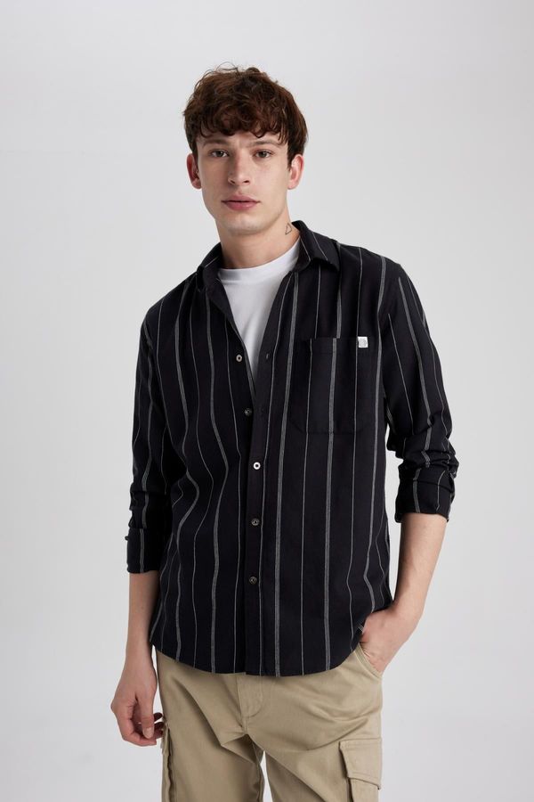 DEFACTO DEFACTO Regular Fit Striped Cotton Long Sleeve Shirt