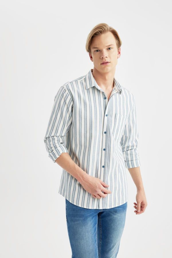 DEFACTO DEFACTO Regular Fit Striped Cotton Long Sleeve Shirt