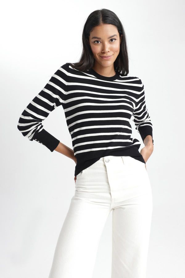 DEFACTO DEFACTO Regular Fit Striped Crew Neck Sweater