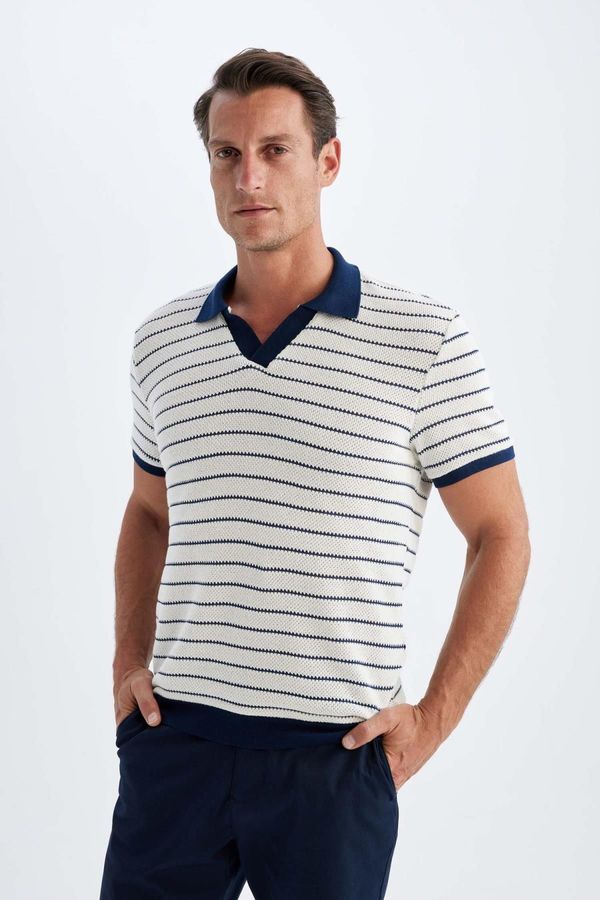 DEFACTO DEFACTO Regular Fit Striped Knitwear Short Sleeve Polo T-Shirt