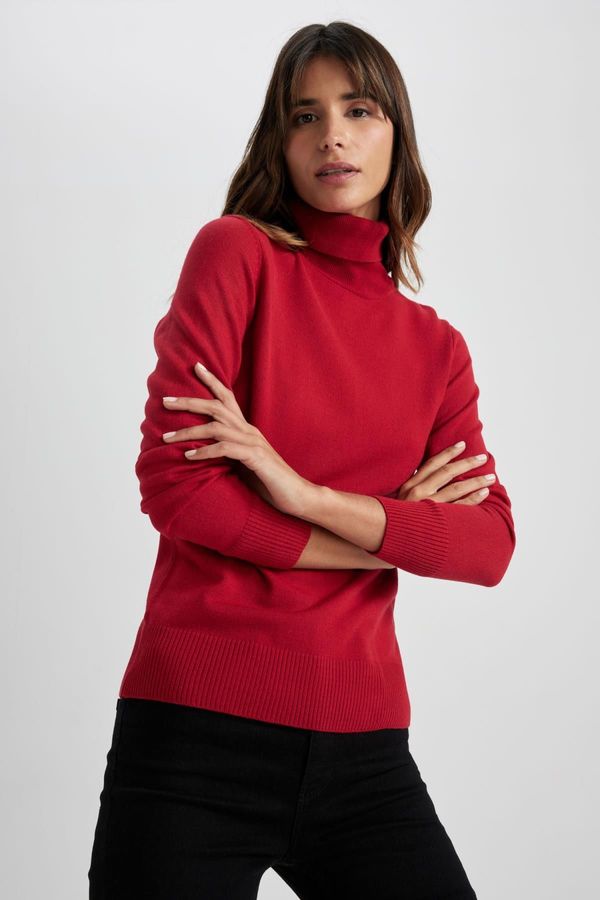 DEFACTO DEFACTO Regular Fit Turtleneck Red Sweater