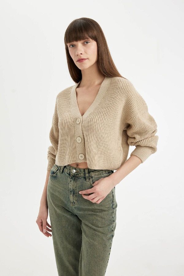 DEFACTO DEFACTO Regular Fit V-Neck Knitwear Cardigan