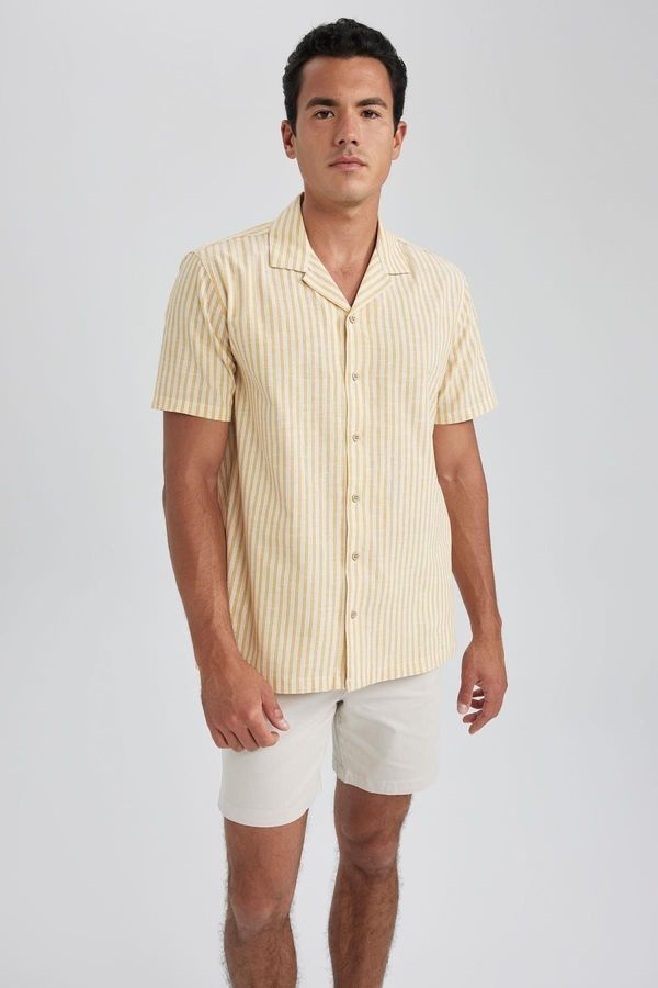 DEFACTO DEFACTO Regular Fit Wide Collar Striped Cotton Short Sleeve Shirt