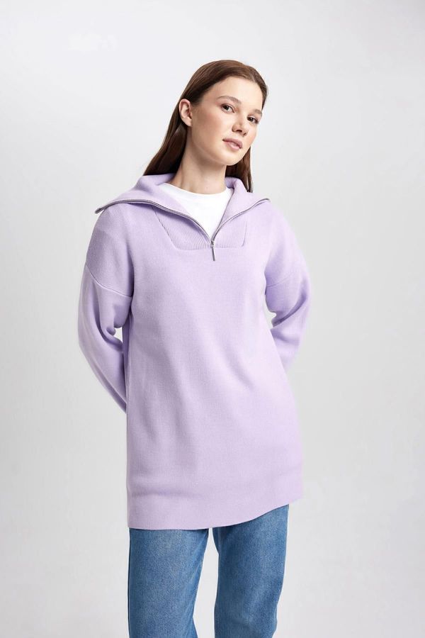 DEFACTO DEFACTO Regular Fit Zippered High Collar Tunic