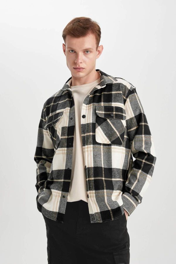 DEFACTO DEFACTO Relax Fit Checked Cotton Long Sleeve Shirt