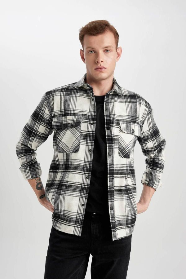 DEFACTO DEFACTO Relax Fit Checked Cotton Long Sleeve Shirt