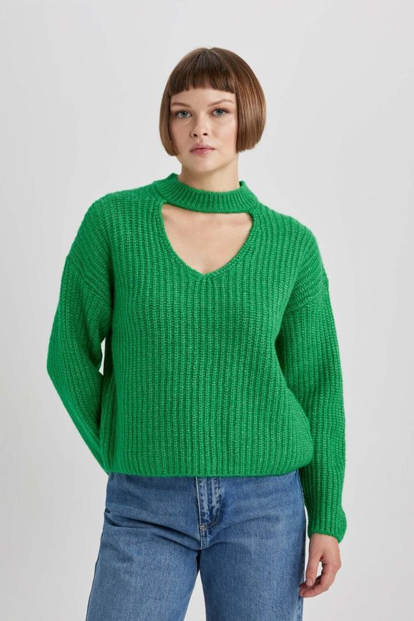 DEFACTO DEFACTO Relax Fit Choker Collar Thessaloniki Fabric Sweater