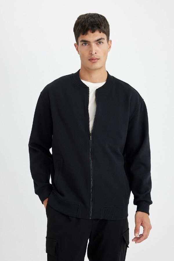 DEFACTO DEFACTO Relax Fit College Collar Bomber Cardigan