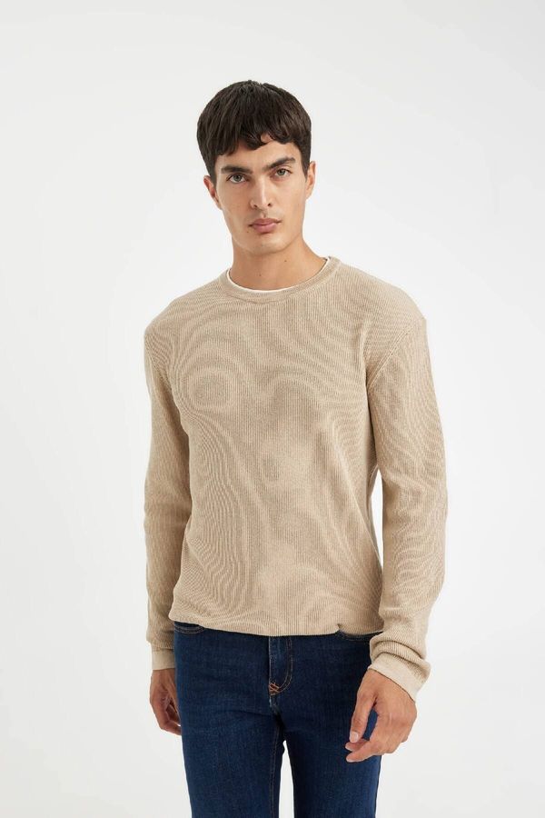 DEFACTO DEFACTO Relax Fit Comfortable Cut Crew Neck Collar Inside Combed Cotton Knitwear Sweater