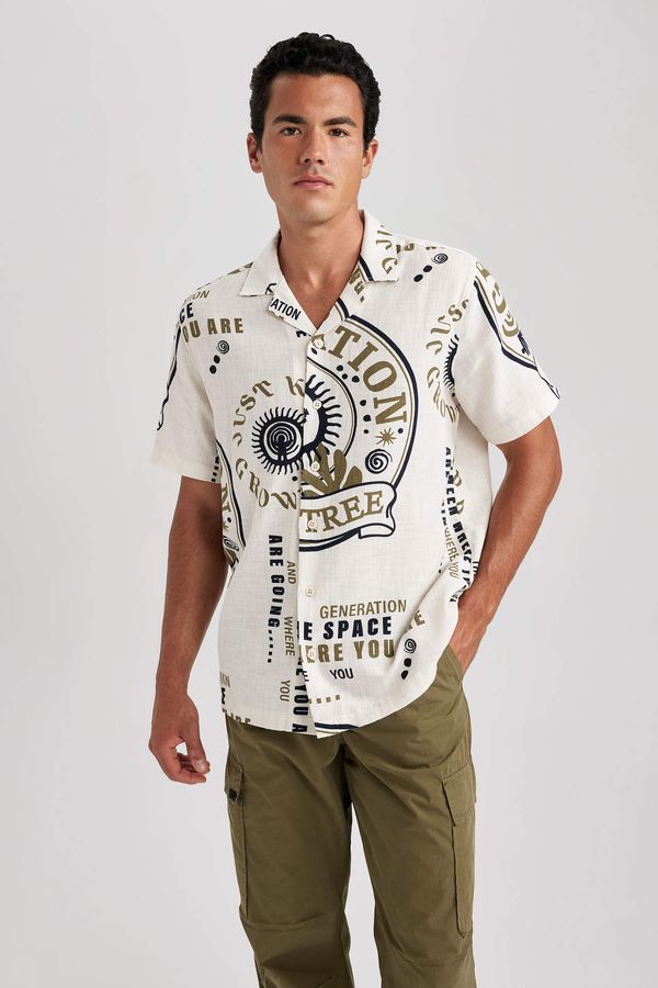 DEFACTO DEFACTO Relax Fit Cotton Printed Short Sleeve Shirt