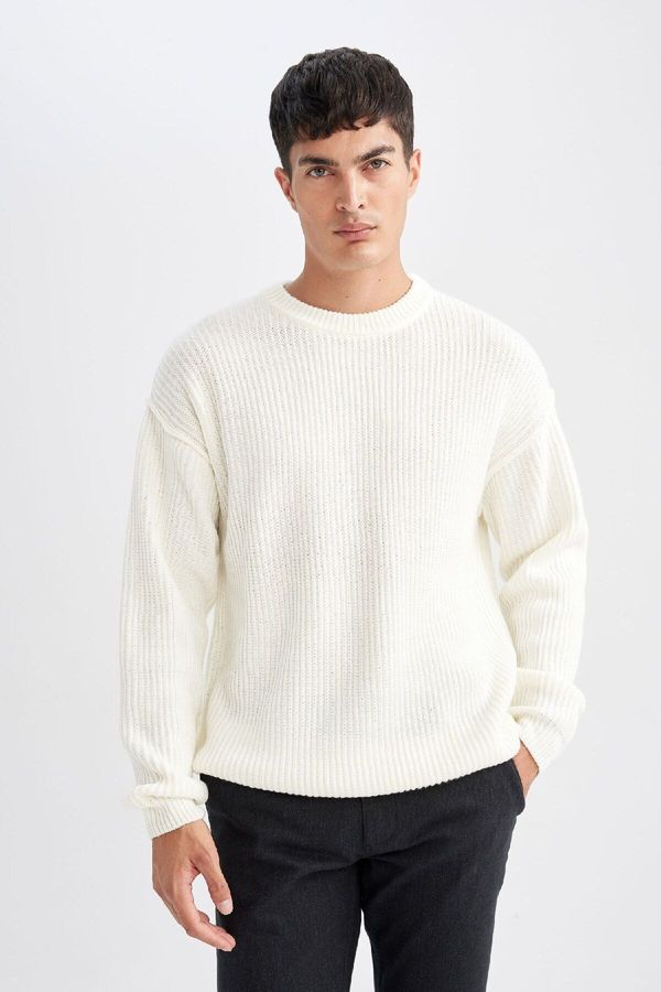 DEFACTO DEFACTO Relax Fit Crew Neck Basic Plain Knitwear Sweater