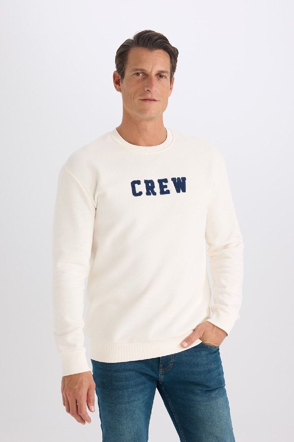 DEFACTO DEFACTO Relax Fit Crew Neck Embroidered Thick Sweatshirt