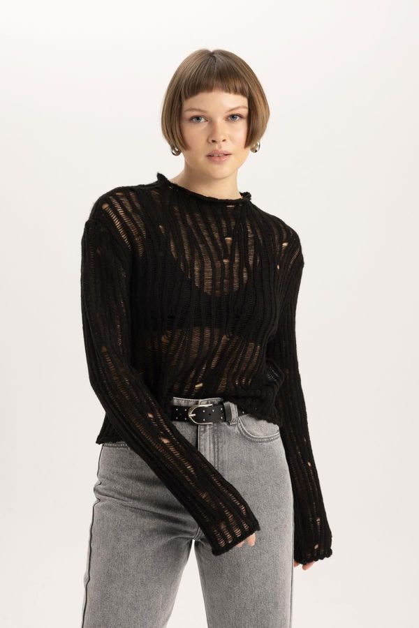 DEFACTO DEFACTO Relax Fit Half Turtleneck Lace Sweater