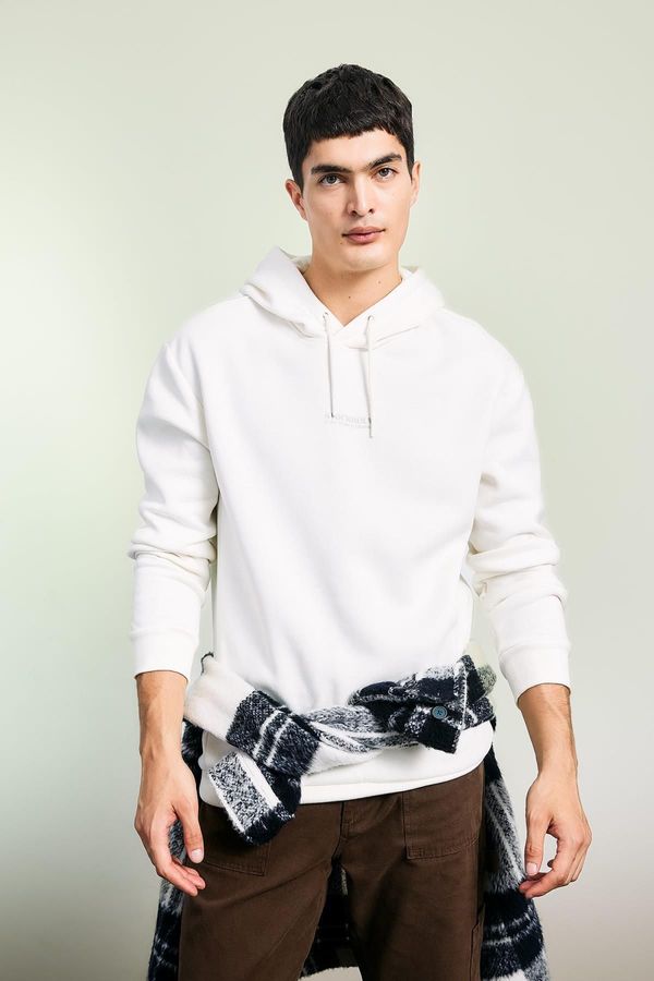 DEFACTO DEFACTO Relax Fit Hooded Printed Thick Sweatshirt