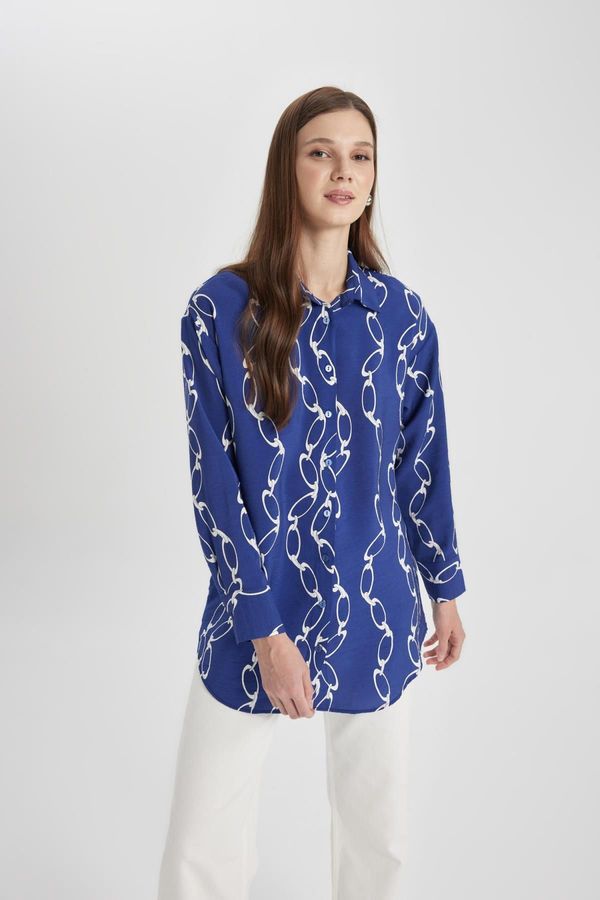 DEFACTO DEFACTO Relax Fit Patterned Long Sleeve Shirt Tunic