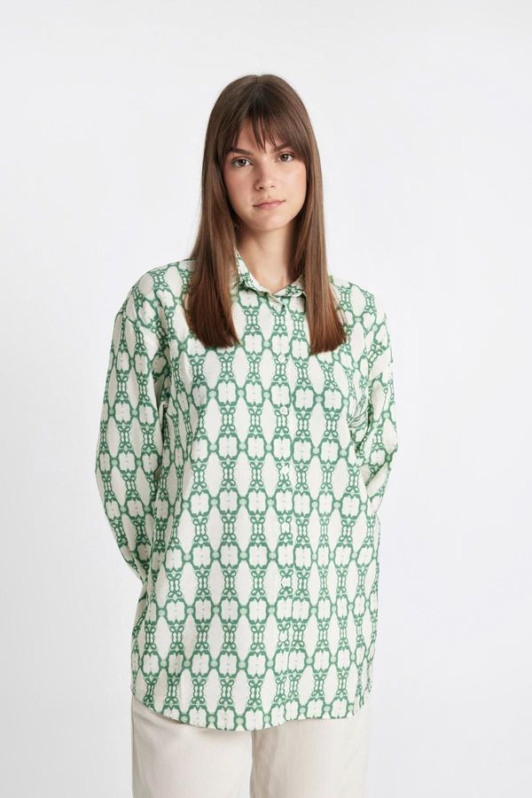 DEFACTO DEFACTO Relax Fit Patterned Long Sleeve Shirt Tunic