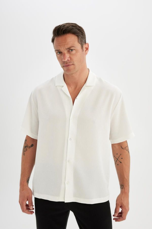 DEFACTO DEFACTO Relax Fit Polo Collar Crinkle Fabric Short Sleeve Shirt