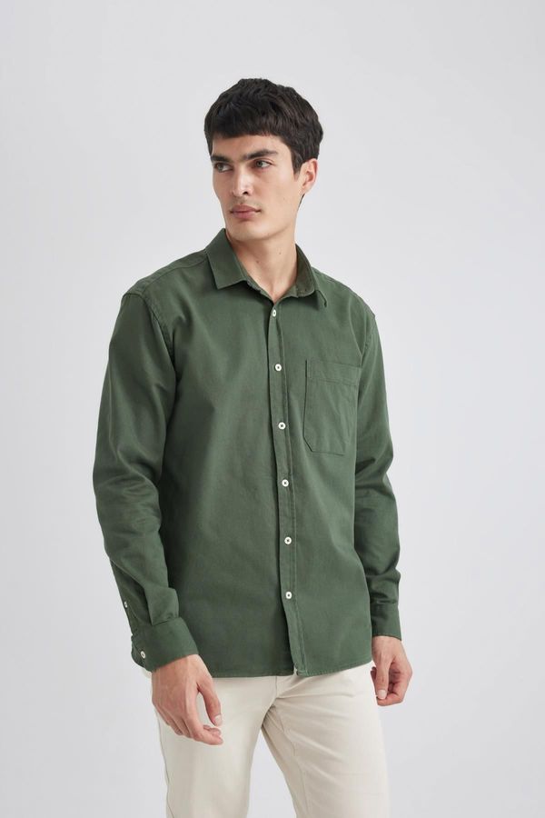 DEFACTO DEFACTO Relax Fit Polo Collar Gabardine Long Sleeve Shirt