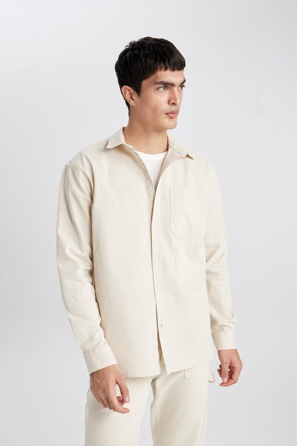 DEFACTO DEFACTO Relax Fit Polo Collar Gabardine Long Sleeve Shirt