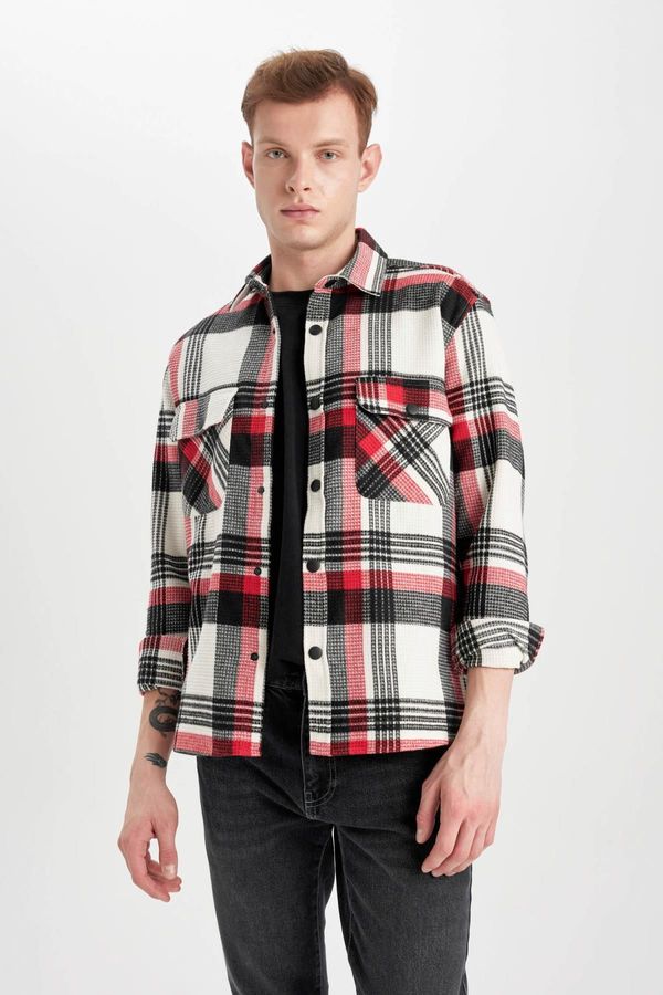 DEFACTO DEFACTO Relax Fit Polo Collar Plaid Lumberjack Flannel Cotton Long Sleeve Shirt