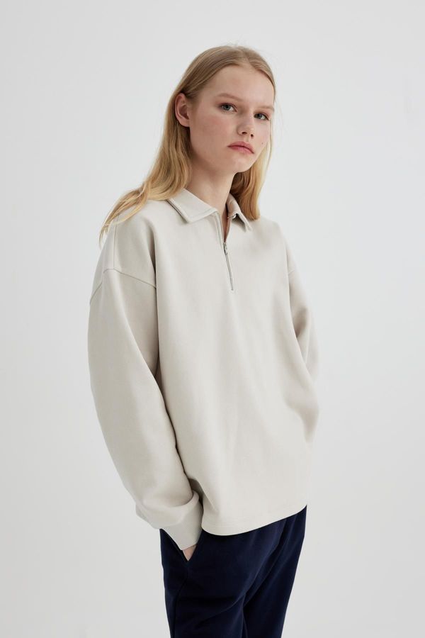 DEFACTO DEFACTO Relax Fit Polo Neck Thick Sweatshirt