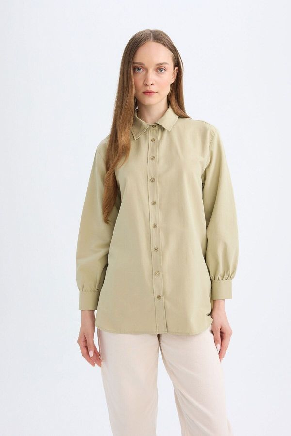 DEFACTO DEFACTO Relax Fit Poplin Basic Long Sleeve Shirt Tunic