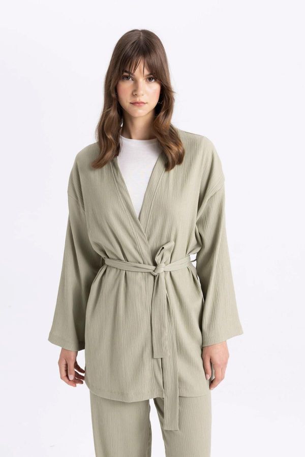 DEFACTO DEFACTO Relax Fit Shawl Collar Wrap Kimono